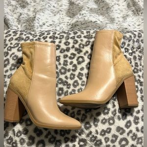 Nude heeled boots